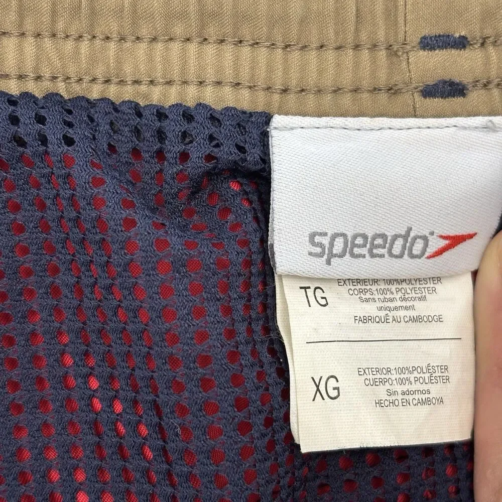 Vintage 90s Shorts Mens Navy Red XL Mesh Liner Swim Trunks Retro Classic Speedo